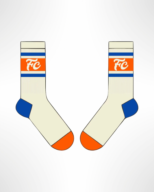 Cream / Orange & Blue Socks